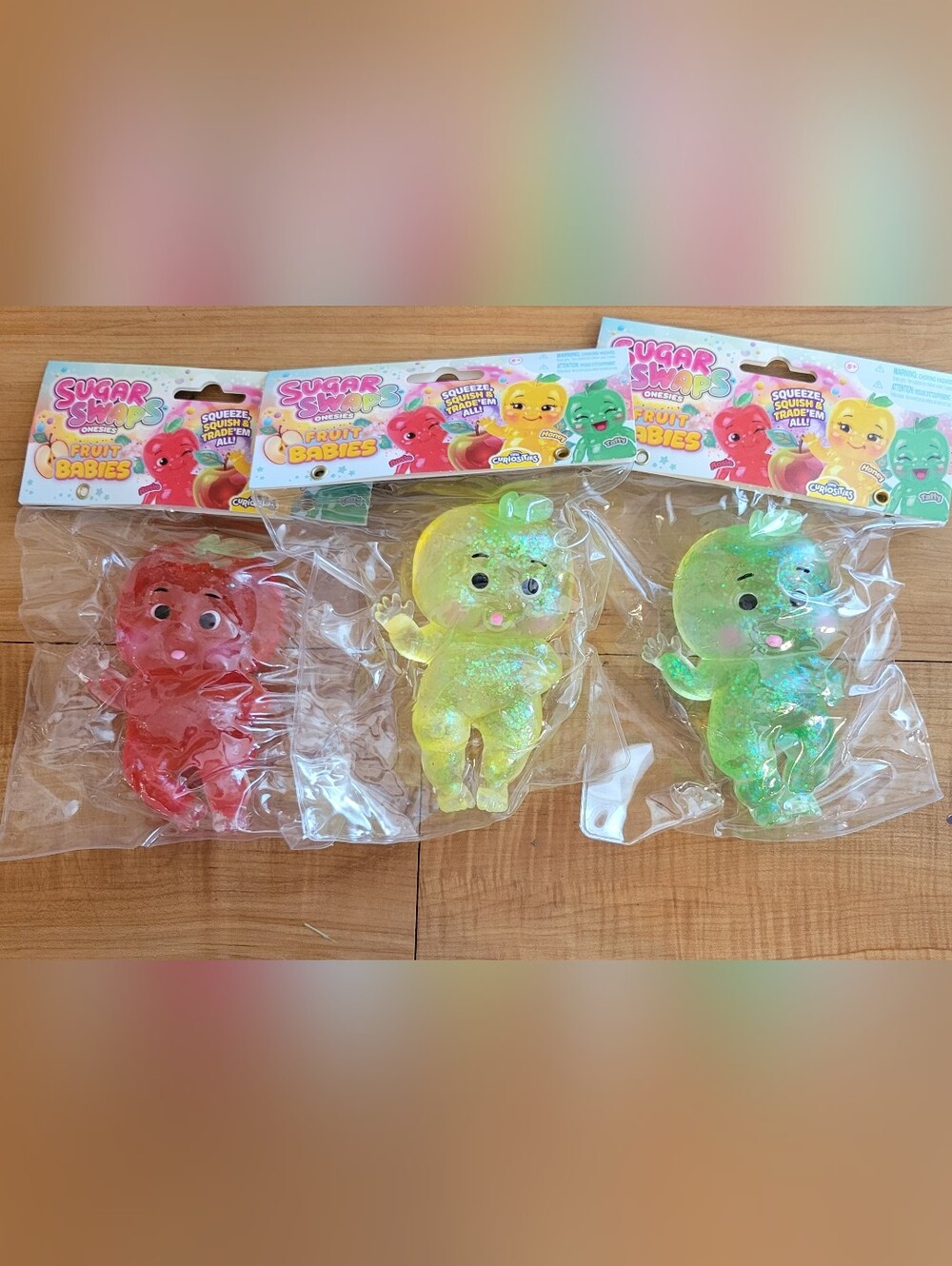 NIB Sugar Swaps Fruit Babies Apple - Set Of 3 - Red, Yellow, Green